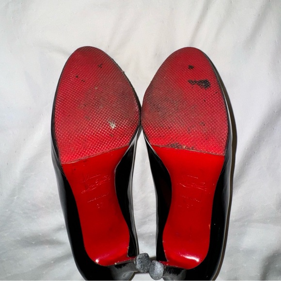 CHRISTIAN LOUBOUTIN BLACK PATENT LEATHER PLATFORM NEW SIMPLE PUMP 120 SZ 37 - Picture 9 of 16